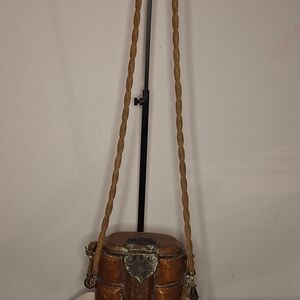 Maya Vintage Resin Brown Barrel Crossbody Bag